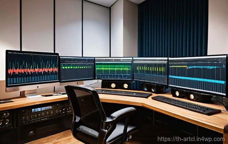 사운드 아트 프로젝트를 위한 협업 플랫폼 - **Prompt:** A diverse group of professional sound artists from various global locations are collabor...