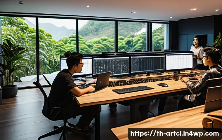 사운드 아트 프로젝트 진행 일정 설정하기 - A modern creative workspace with a diverse team of Thai audio engineers and designers collaborating ...